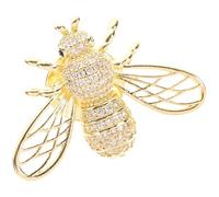 Baluue Golden Bee Brooch Pin for Women Lightweight Copper and Rhinestone Lapel Pin Clothing Accessory for Festival and Parties Outfit Or Hats