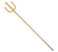 Baluue Golden Finish Spiral Trident Staff for Halloween Party Prop Devil Pitch Fork Accessory with Rounded Tips Easy Assembly for Cosplay Costume and Ocean-themed Events