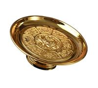 Baluue Golden Lotus Flower Sacrificial Fruit Holder High Base Fruit Tray for Buddhist Temple Offerings and Home Worship Practical Religious Tribute Plate for Family Ceremonies and Giving