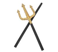 Baluue Golden Spiral Trident Staff Halloween Costume Prop Easy Assembly Pitch Fork with Rounded Tips Safe Ocean-themed Party Cane for Cosplay and Family-friendly Events
