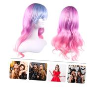 Baluue Gradient Curly Wavy Synthetic Wig for Women for Cosplay Concerts and Theme Parties High-temperature Resistant Natural Looking Hair Replacement for Daily Use