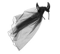 Baluue Halloween Headdress Black Mesh Veil Headpiece Devil Horns for Ghost Bride Costume Funny Retro Gothic Halloween Hair Accessories for Women