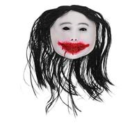 Baluue Halloween Scary Long-haired Female Ghost Mask Realistic Creepy Woman Face Costume Accessory for Party Prop Halloween Costumes Women Scary