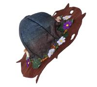 Baluue Halloween Wizard Hat for Women and Handmade Felt Witch Cap with Floral Crochet Design Lightweight Travel-friendly Party Accessory for Indoor Outdoor Halloween Events and Costume