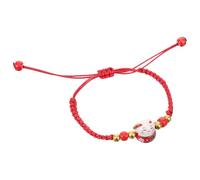 Baluue Hand-painted Cat Bracelet for Women Red Braided String Charm Jewelry Intricate Woven Design Painted Pendant Stylish Luck Accessory for Everyday Wear