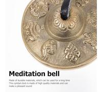 Baluue Handcrafted Pure Brass Meditation Cymbals Bell Eight Treasures Pattern and Storage Bag Yoga Percussion Instrument for Mindfulness and Religious Use