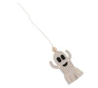 Baluue Handwoven Halloween Ghost Keychain with Tassel White Cute Car Accessory for Rear View Mirror Multifunctional Holiday Ornament and Hen Party Decoration Artisan Crafted for Festive