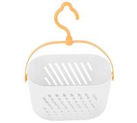 Baluue Hanging Shower Basket - Portable Plastic Bathroom Storage Organiser with Hook & Drainage Holes, Small Bath Hanging Caddy for Toiletries Shampoo, College Dorm Essentials, White