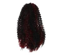Baluue High Temperature Fiber Afro Curly Drawstring Ponytail Extension for African Women Gradient Color Synthetic Hairpiece Lightweight Afro Puff Bun Hair Extension for Daily Styling