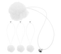 Baluue Interactive Cat Balls Convenient Placement 4pcs with Bell Replaceable Plush Dangling Balls with Rope for Cat Trees and Scratching Posts