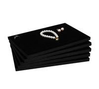 Baluue Jewelry Box Sponge Insert Pads 5-Pack 11.02X7.09In Black Velvet Foam Organizer with 100 Slots for Rings Earrings Display and Storage