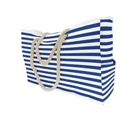 Baluue Large Capacity One-shoulder Tote Bag for Women Chic Blue and White Striped Beach Handbag with Inner Pocket Portable Storage Pouch for Phone Wallet Cosmetics Practical and Design