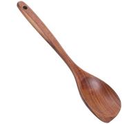 Baluue Lightweight Teak Wooden Ladle with Long Ergonomic Handle for Cooking and Serving Japanese Style Corner Spoon for Nonstick Cookware Comfortable Grip for Stirring Flipping and