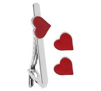 Baluue Love Heart Shaped Alloy Cufflinks and Tie Clip for Wedding Formal Business Occasions for Men Romantic Events