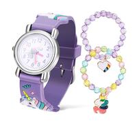Baluue Lovely Unicorn Watch with Purple Strap and Movement Includes Stylish Bracelets for Comfortable Cartoon Timepiece for Developing Awareness