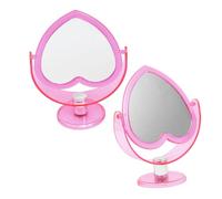 Baluue Makeup Mirror with Adjustable Angle Two-Sided Loving Heart Lightweight Pink Acrylic Desktop Decorative Mirror for Home and Store Use