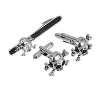 Baluue Men's Skull Tie Clip and Cufflinks Set with Handpolished Finish 3pcs in Silver Alloy Stylish and Unique Design for Business and Casual Occasions