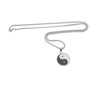 Baluue Men's Stainless Steel Necklace with Tai Chi Ying Yang Pendant Black and White Round Disc Feng Shui Charm Water-resistant Chain for Personal Style and Luck