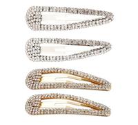 Baluue Metal Hair Barrettes Stylish and Functional Rhinestone Snap Clips 4pcs Alloy Material Crystal Decoration for Engagements and Dates Suitable for Thick Or Thin Hair