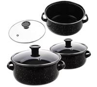 Baluue Mini Enamel Cooking Pot with Lid Double Handle Small Soup and Milk Pan Compact Vintage Stew Pot for Instant Noodles and Sauces Easy-Clean Enamel Cookware
