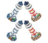 Baluue Mini Resin Lighthouse Sculptures for Ocean Theme Party Decorations 4pcs with Lifelike Details Small-scale Lighthouse Models with Versatile Use and Nautical Home Decor