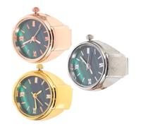 Baluue Mini Stainless Steel Finger Ring Watches Comfortable and Not Easy to Deform 3 Pcs with Glass Dial Modern Decorative Style for Everyday Wear