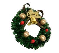 Baluue Miniature 6CM Christmas Wreath for Dollhouse Hanging DIY Mini Craft Wreath Ornament Single Piece Mini Christmas Decoration for Holiday Crafts