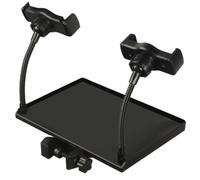 Baluue Multi-purpose Mic Stand Tray 20x14cm Phone Holder and Dual Mount for Microphone Sound Card Storage Rack Suitable for Live Sound and Broadcasting