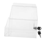 Baluue Multifunctional Acrylic Donation Box with Lock and Pamphlet Holder Clear Ballot Container for Charity Fundraising Voting and Suggestion Collection Compact Transparent Design for