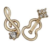 Baluue Music Note and Violin Birthday or Holiday Minimalist Golden Alloy 1 Pair Tiny Asymmetrical Studs Earrings for Women for Music Lovers