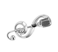 Baluue Music Note Lapel Pin Microphone Brooch 3D Alloy Accessory for Ladies Jackets and Sweaters Creative Style Expression