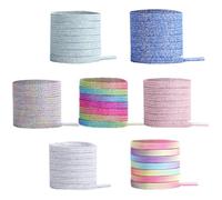Baluue of Glitter Laces 100cm Colorful Elastic Shoelaces 7 Pairs for Trainers with Buckle Tieless Design Saves Time, Suitable for Adults and Lace-up Shoes