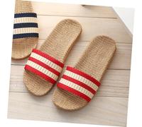 Baluue Open-toe House Slippers Women Thick Soft Sole Casual Indoor Home Slippers Breathable EVA Linen Material Lightweight Summer Slip-resistant Footwear for Bedroom Living