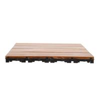 Baluue Outdoor Interlocking Balcony Deck Tiles, Waterproof Carbonized Wood Patio Flooring, Self-Assemble Garden Wooden Floor Wood Wax Oil (4 Pieces)