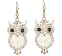 Baluue Owl Tree Dangle Earrings for Women Lightweight Gold Punk Cat S Eye Drop Earrings Stylish Wisdom and Luck Symbol Comfortable Fashion Jewelry for Daily Wear and