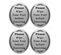 Baluue Please Wipe Your Feet before Entering Wall Stickers, Waterproof Self-Adhesive Vinyl Decals for Entryway and Front Porch, 2 Sets with 2 Stickers Each, Oil-Resistant Entryway Wall