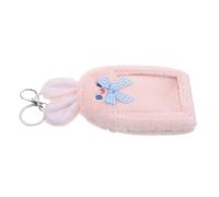 Baluue Plush K-pop Photocard Holder with Keychain Soft Rabbit Id Badge Protector Sleeve Cute Cartoon Card Case for Business Cards Student Ids Travel and Work Use