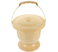 Baluue Portable Plastic Urinal Bucket with Lid and Brush for Home and Travel, Convenient to Clean, Suitable for Elderly and Pregnant Women, Khaki Bedpan Potty Random Color