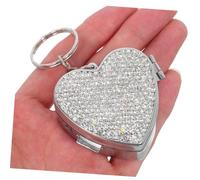 Baluue Portable Small Pill Box with Multicompartment Organizer Rhinestone-Studded Heart Design Efficient Medicine Storage for Vitamins Capsules and Pills Compact Purse Holder for Travel