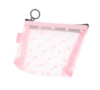 Baluue Portable Soft to The Makeup Bag Nylon Mesh with Zipper Heart Pattern Multi Functional Storage Pouch Purse Small Travel Cosmetic Organizer for Women Daily Use