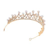 Baluue Princess Bride Crown Rhinestone Wedding Crown Vintage Alloy Golden Headband with Embedded Pearls and Crystal Accents for Brides and Women, Wedding and Birthday Banquets