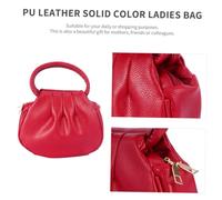Baluue PU Solid Color Women Mini Coin Bag with Zipper and Buckle Fashionable Handbag Clutch for Shopping and Daily Use Pleated Design Elegant Coin Wallet in Rose Red