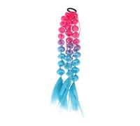 Baluue Rainbow Bubble Braids Hair Extensions Long Hand Braided Ponytail with Hair Tie Accessories for Kids Girls Soft Comfortable Fit