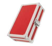Baluue Red Aluminum Alloy Hairdressing Toolbox with Lockable Flip Latch, Lightweight Compact Metal Tool Box for Home Use and Celebrations, Neatly Organised with Ergonomic Handle