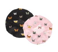 Baluue Satin Sleep Bonnet Sleep Hair Bonnet 2pcs Satin Sleep Cap for Women Printed Stretch Lace Edge Hair Sleeping Hat + Stylish Bonnets for Hair Protection and Comfort during Sleep