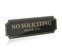 Baluue Self-adhesive Acrylic No Soliciting Sign for Front Door and Window Weather-resistant Warning with Clear Background and Large Text Easy to Install for Home and Office Use