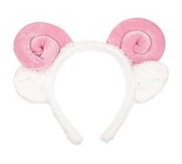 Baluue Sheep Ears Headband Horn Hairband Cute Plush Soft Makeup Headbands Animal Cartoon Sheep Hair Bands for Halloween Christmas Birthday Party Theme Cosplay Washing Face Pink