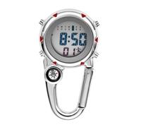 Baluue Shockproof Carabiner Watch with Quartz Movement Arabic Numerals Battery Stainless Steel Clip for Outdoor Activities and Indoor Use Unisex Red Multifunctional Mountaineering