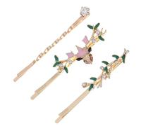 Baluue Side Hair Clips 3pcs Practical and Decorative Hair Pins with Rhinestones Golden Alloy Delicate and Shiny Barrettes for New Year and for Women