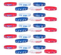 Baluue Silicone Wristbands Protecting Clothing and Preventing Accidental Independence Day 30pcs with Vibrant American Flag Design, Size 7x7x1.2cm, Suitable for Barbecues and Parades